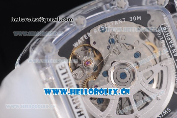 Richard Mille RM 011 Felipe Massa Flyback Chronograph Swiss Valjoux 7750 Automatic Sapphire Crystal Case with Skeleton Dial Blue Inner Bezel and Aerospace Nano Translucent Strap - Click Image to Close